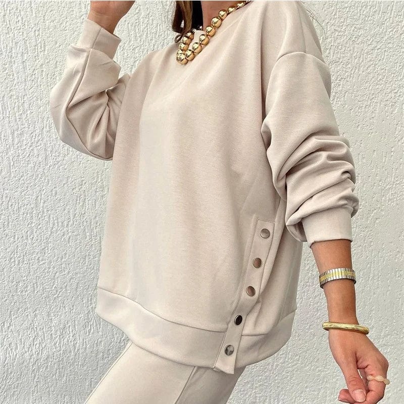 Isa | Elegantes Set aus Oberteil und Hose - Casual set - Aprikose / S