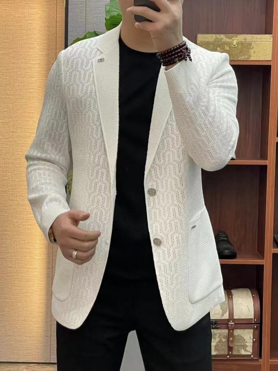 Leandro™ – Herren Strickset für Alltag und Komfort - Weiß / M