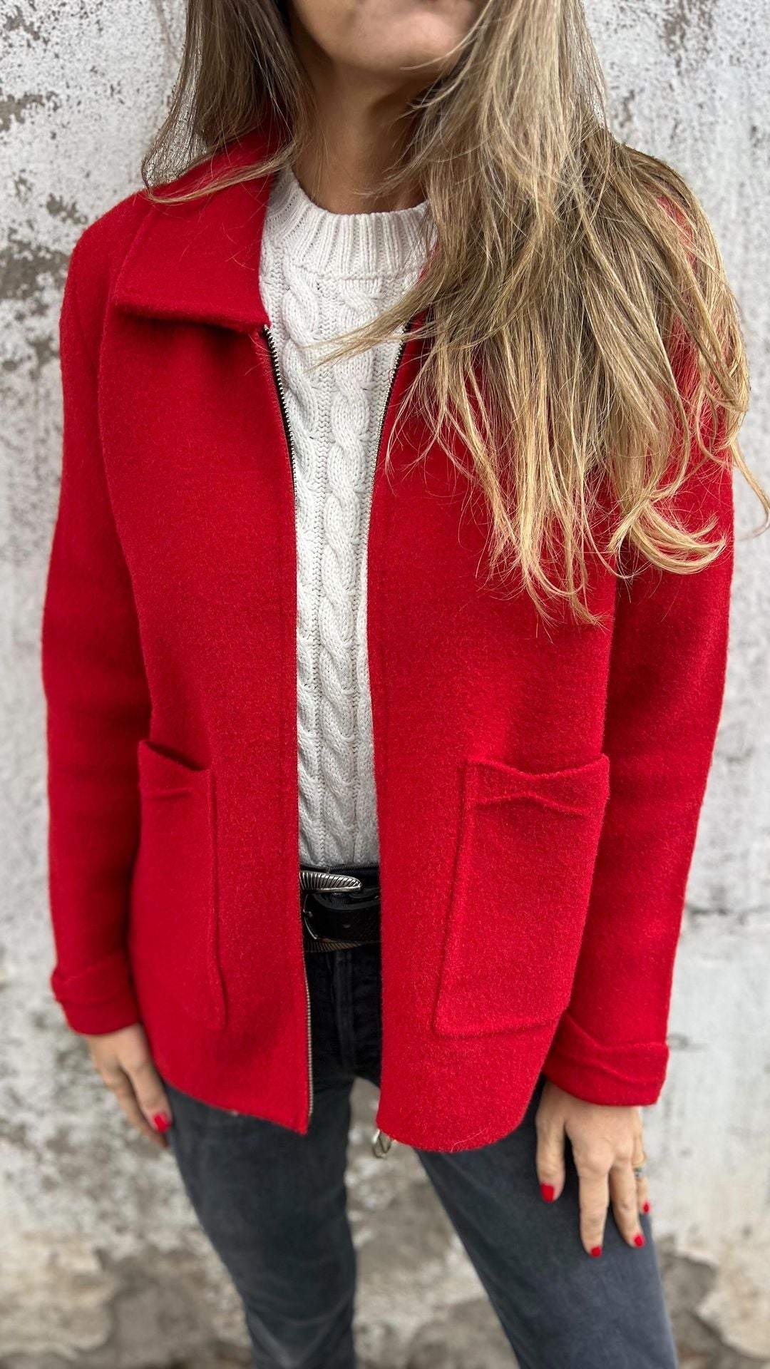 Zoe™ | Zeitlose Strickjacke - Rot / S