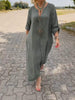 Amy | Leichtes Kleid aus Baumwolle und Leinen mit V-Ausschnitt