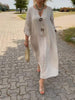 Amy | Leichtes Kleid aus Baumwolle und Leinen mit V-Ausschnitt