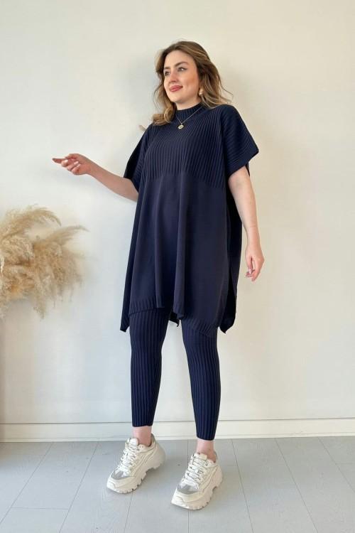 Tilda™ | Trendiges Strick-Ensemble - Dunkelblau / XS