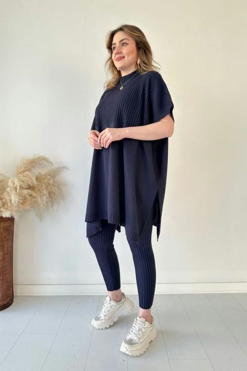 Tilda™ | Trendiges Strick-Ensemble - Dunkelblau / XS