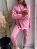 Adriana | Damen Patchwork Zweiteiliges Top und Hose Sweatshirt - Rosa / S