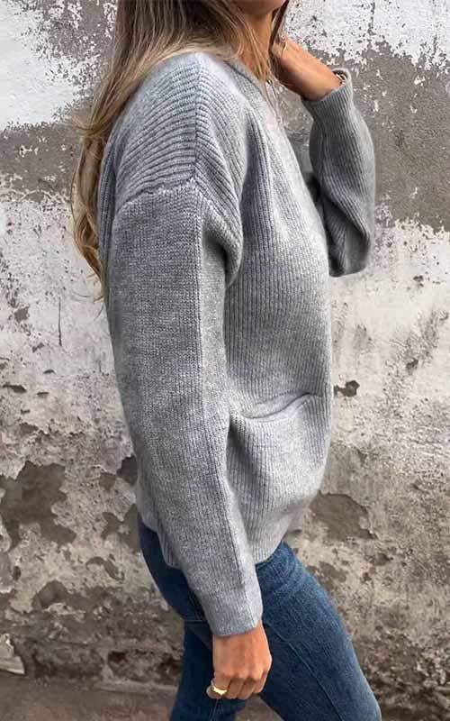 Mara | Reißverschluss-Strickjacke aus Baumwolle - Grau / S