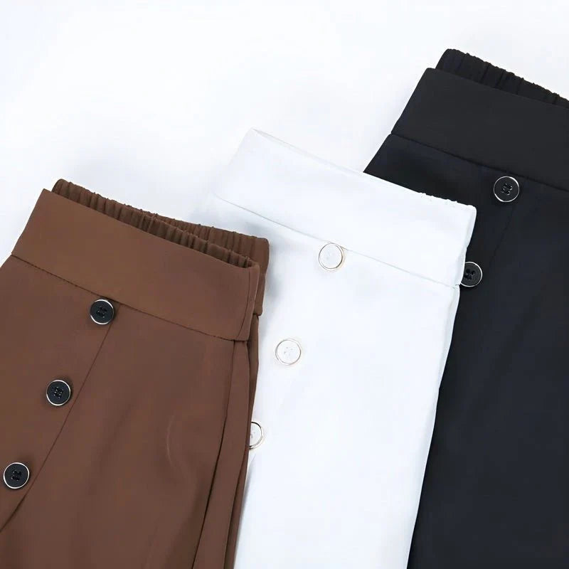 Nina™ | Elegante Weitbeinhose - Weiß / XS