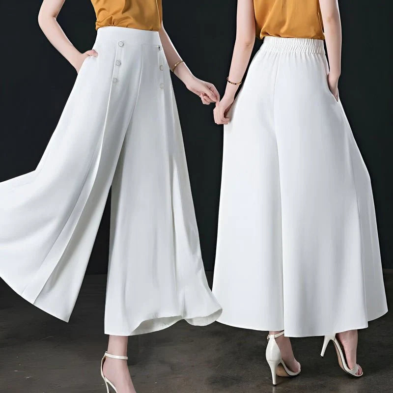 Nina™ | Elegante Weitbeinhose - Weiß / XS
