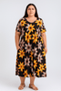 Liona | Geblümtes A-Linien-Kleid mit 3/4-Ärmeln
