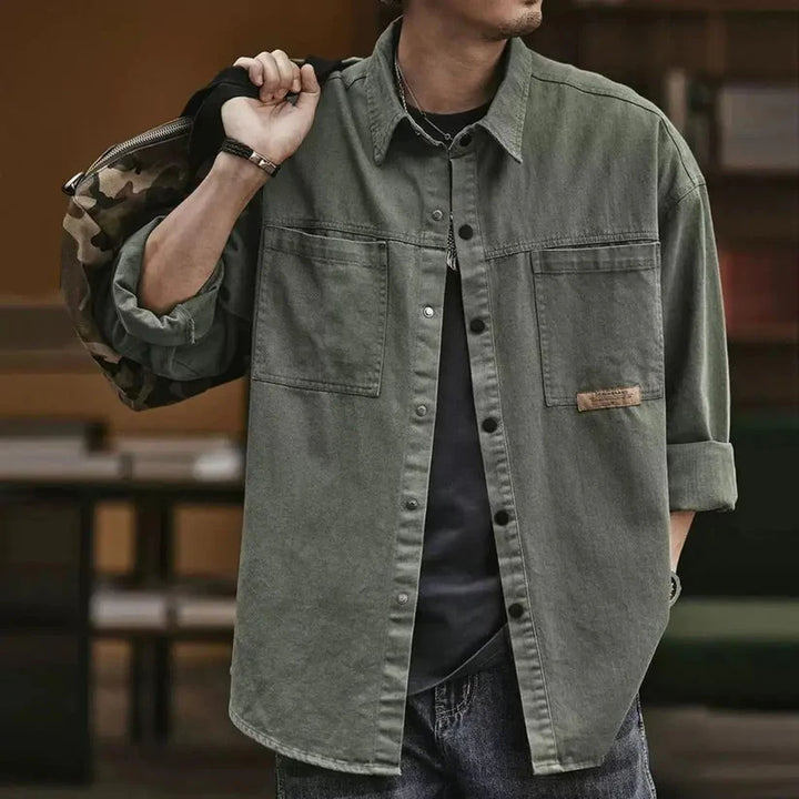 Gianni™ - Großes Hemd im klassischen Vintage-Look - Militärgrün / M