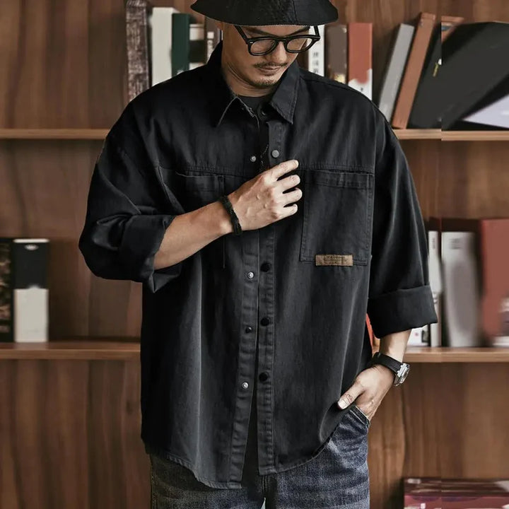 Gianni™ - Großes Hemd im klassischen Vintage-Look - Militärgrün / M