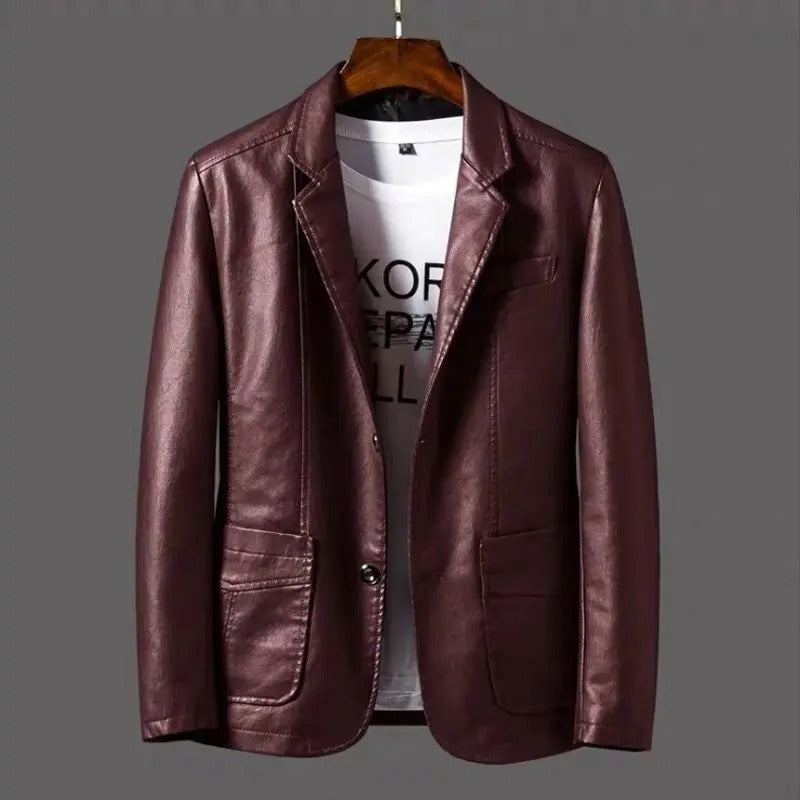WildRider™ | Stylische Lederjacke für Männer - Burgunderrot / M