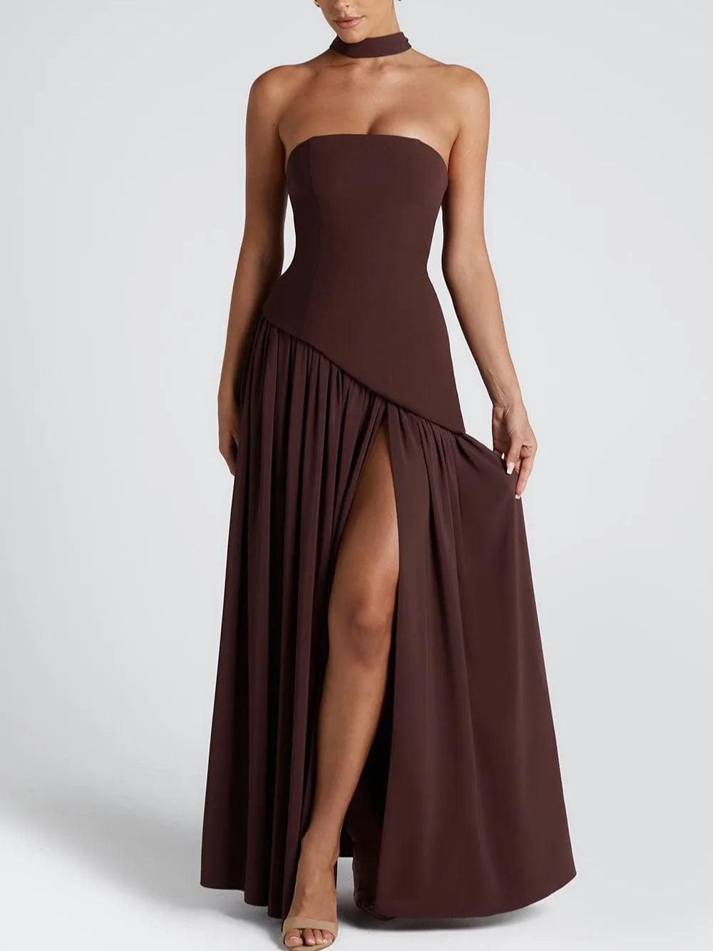 Amaris | stilvolles Maxikleid mit Schlitz und Schleifendetail