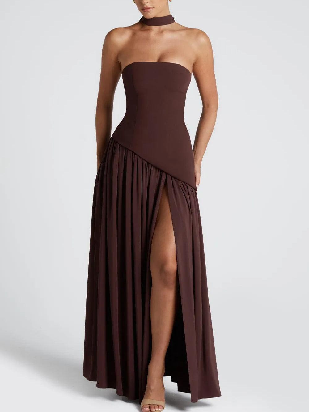 Amaris | stilvolles Maxikleid mit Schlitz und Schleifendetail