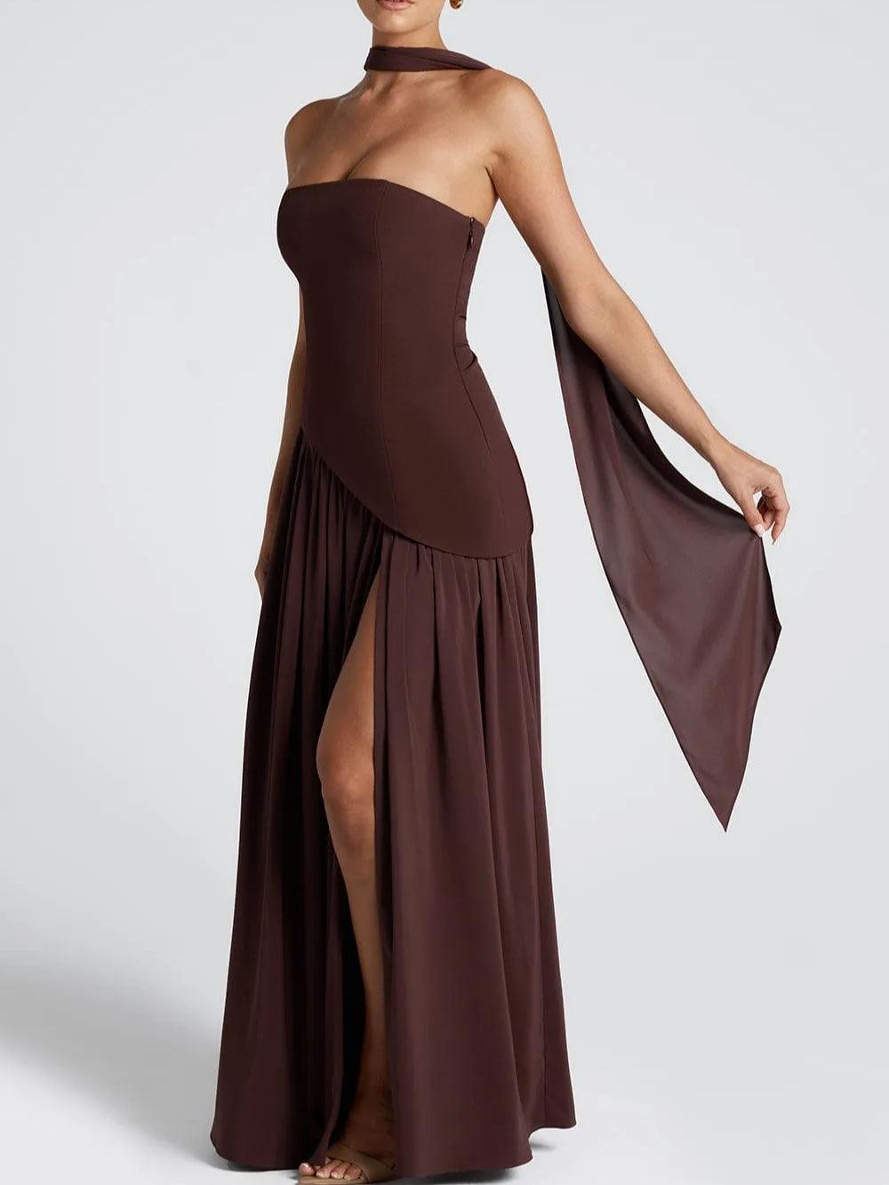 Amaris | stilvolles Maxikleid mit Schlitz und Schleifendetail