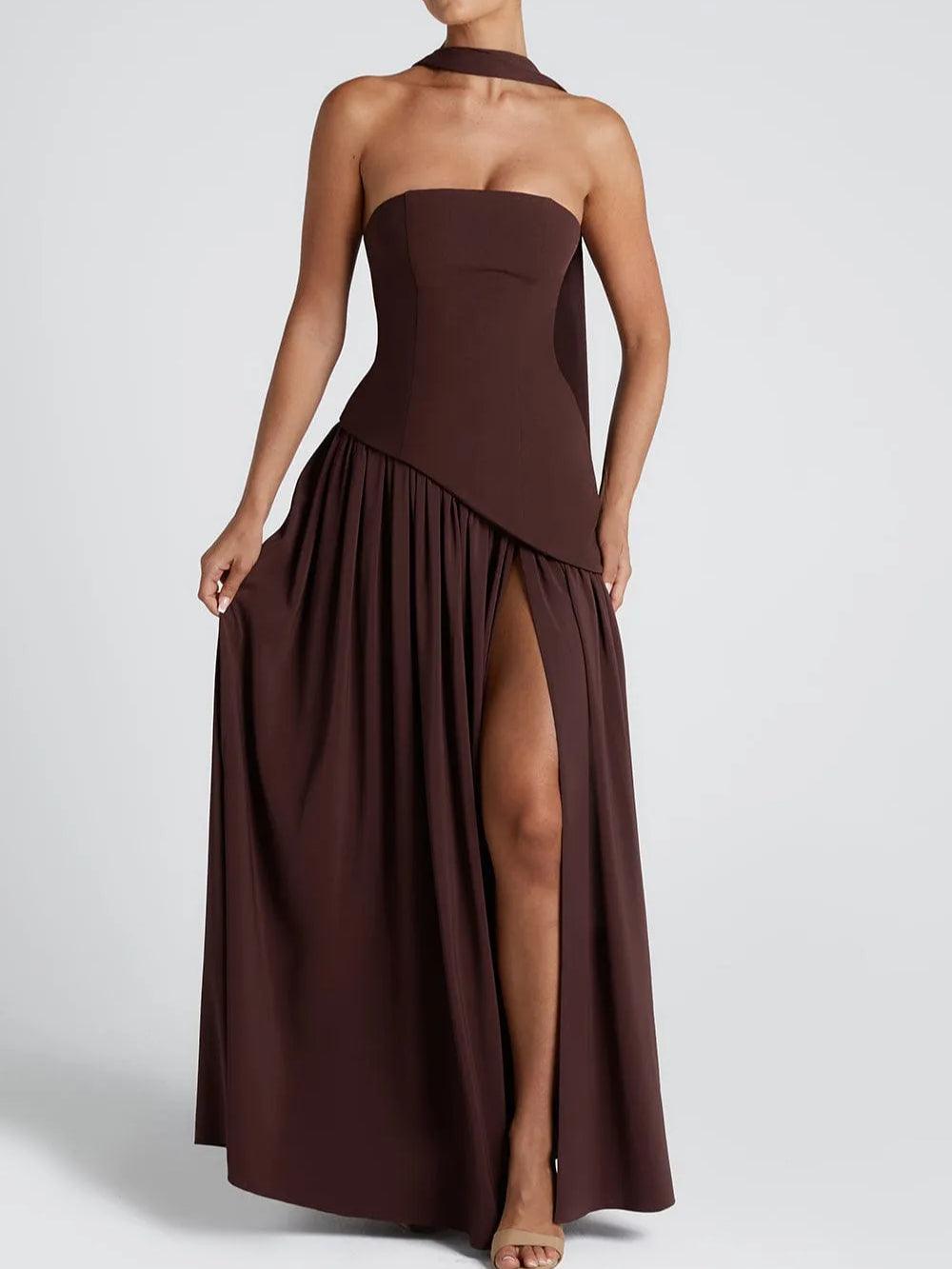Amaris | stilvolles Maxikleid mit Schlitz und Schleifendetail