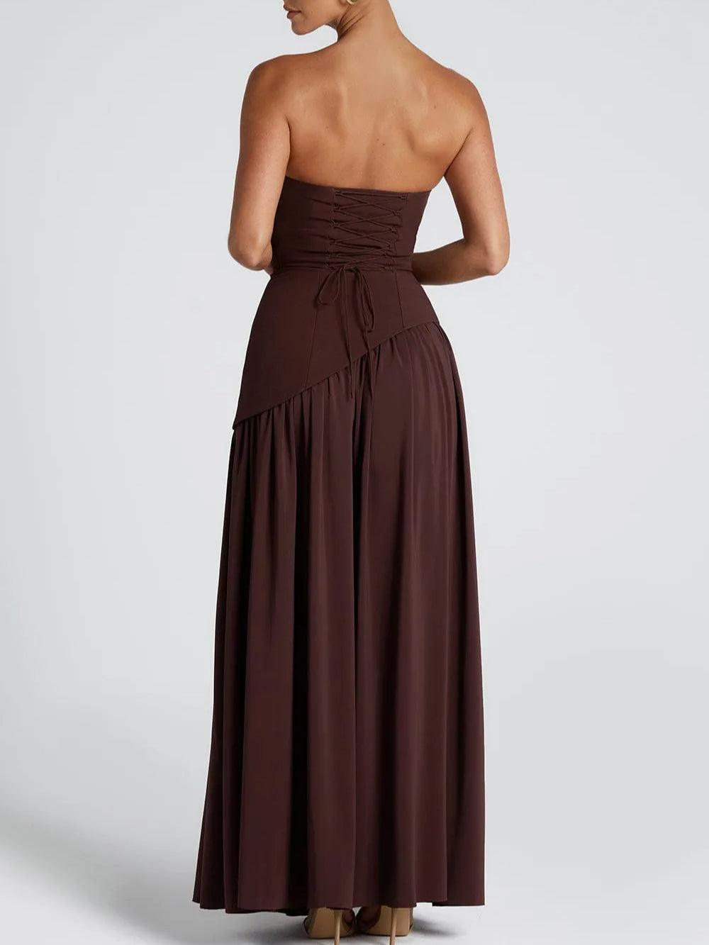 Amaris | stilvolles Maxikleid mit Schlitz und Schleifendetail