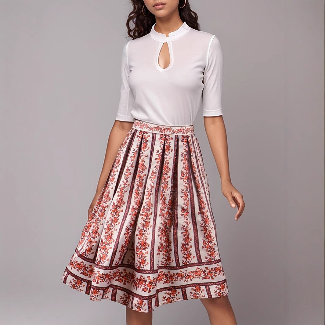 Oktoberfest Bayerischer rosa Midirock mit Blumenmuster