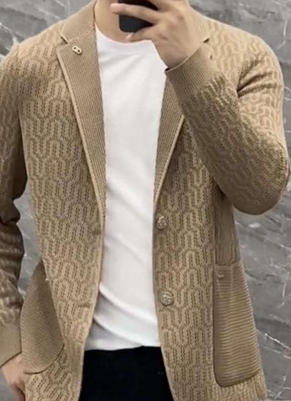 Leandro™ – Herren Strickset für Alltag und Komfort - Khaki / M