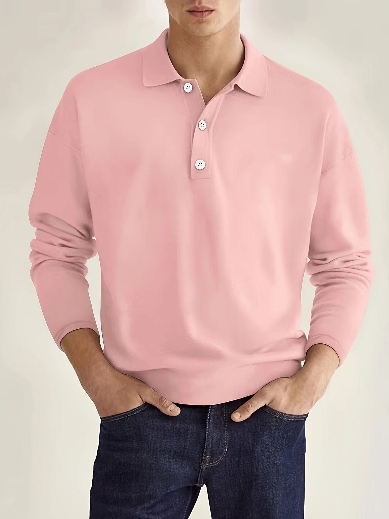 Raven | Langärmliges Poloshirt - Rosa / S