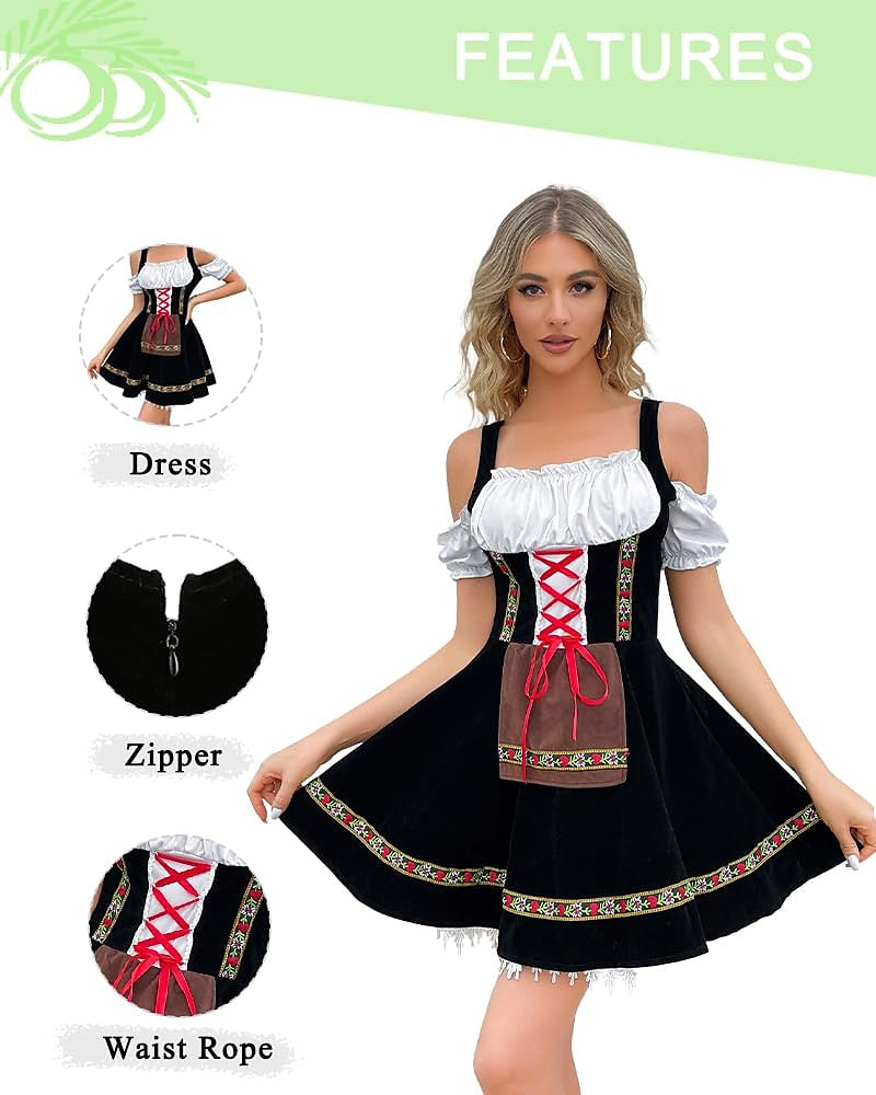 Damen Oktoberfest Kostüm Dirndl mit Schürze