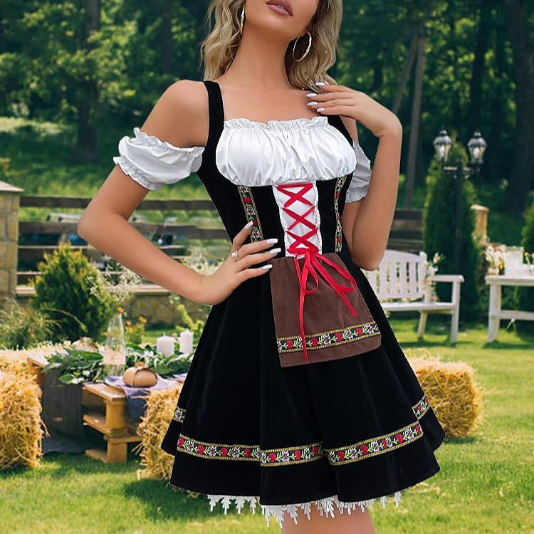Damen Oktoberfest Kostüm Dirndl mit Schürze