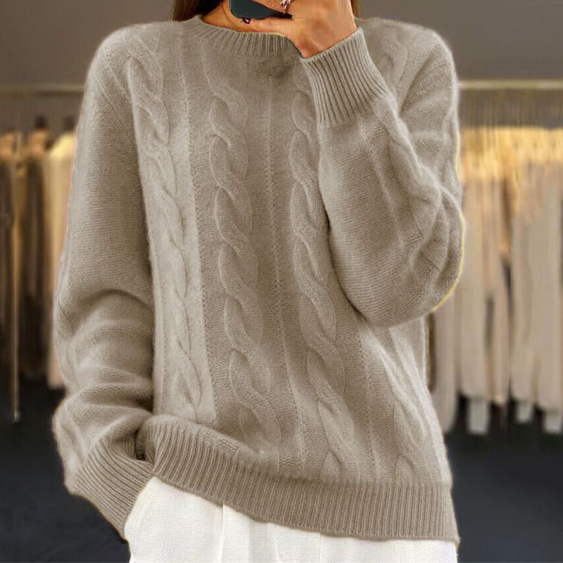 Flora™ | Flauschiger Strickpullover - Sweaters - Khaki / S