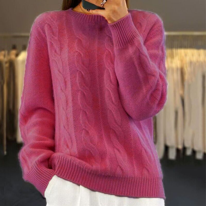 Flora™ | Flauschiger Strickpullover - Sweaters - Dunkelrosa / S