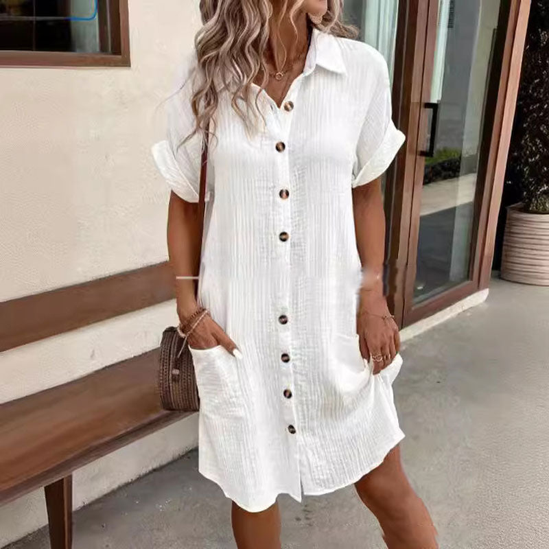Benj | Bequemes Freizeithemd-Kleid mit Knopfleiste