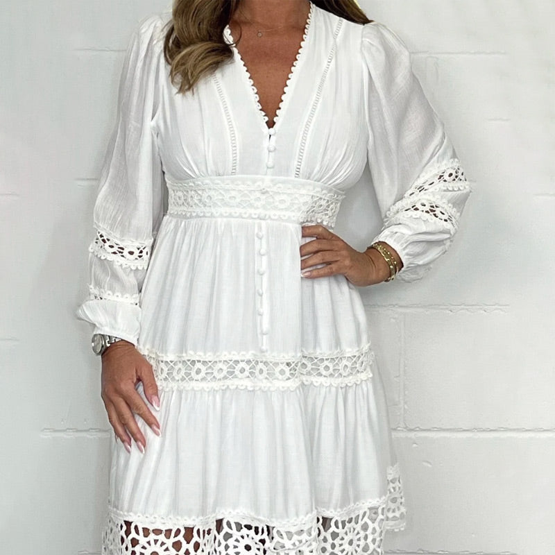 Ingra | Kleid mit Häkelbesatz