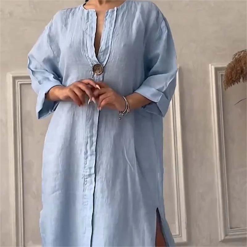 Emielle | Atmungsaktives Kleid mit V-Ausschnitt und 3/4-Ärmeln