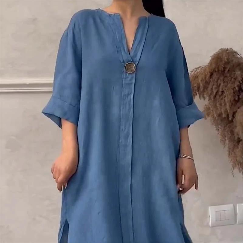 Emielle | Atmungsaktives Kleid mit V-Ausschnitt und 3/4-Ärmeln