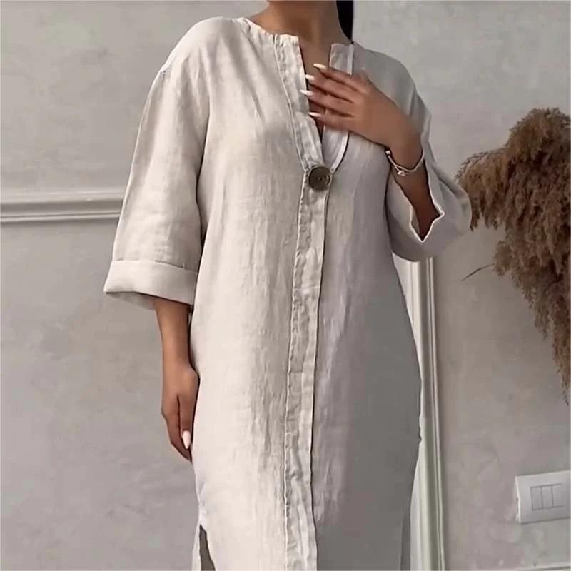 Emielle | Atmungsaktives Kleid mit V-Ausschnitt und 3/4-Ärmeln