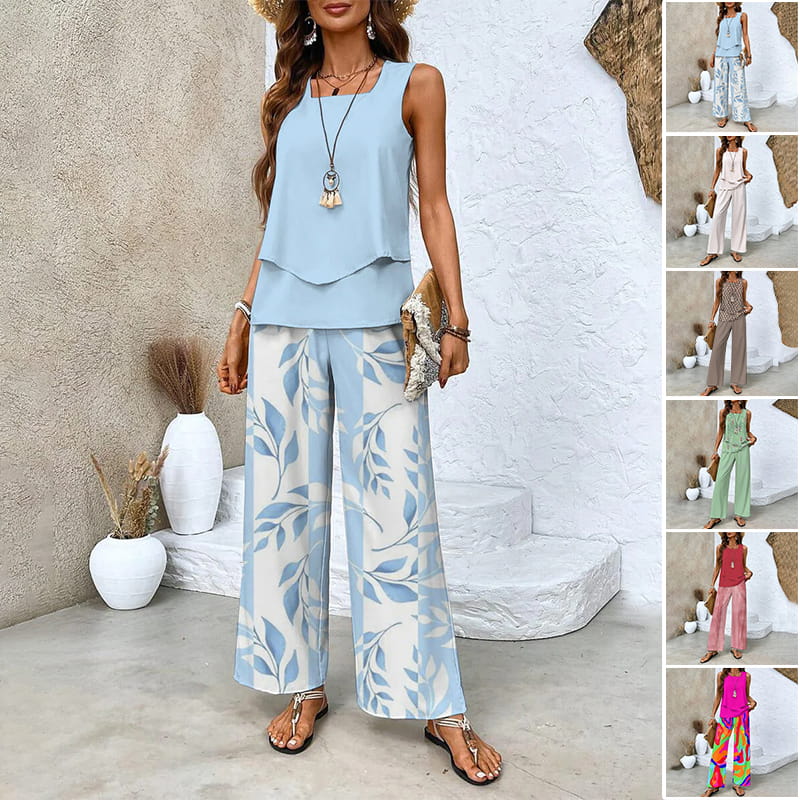 Ratchel | Modisches Damen-Set mit bedrucktem Top und passender Hose