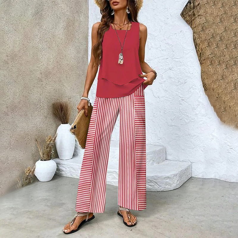 Ratchel | Modisches Damen-Set mit bedrucktem Top und passender Hose