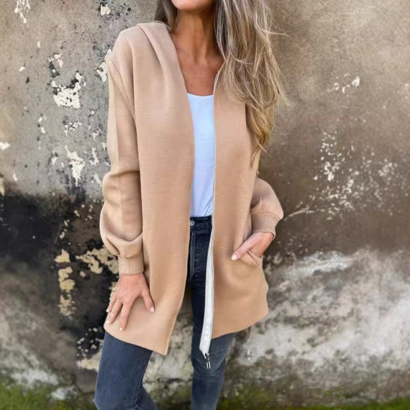 Anne™ | Damenmantel mit Kapuze und Taschen - Women\'s Tops - Khaki / S