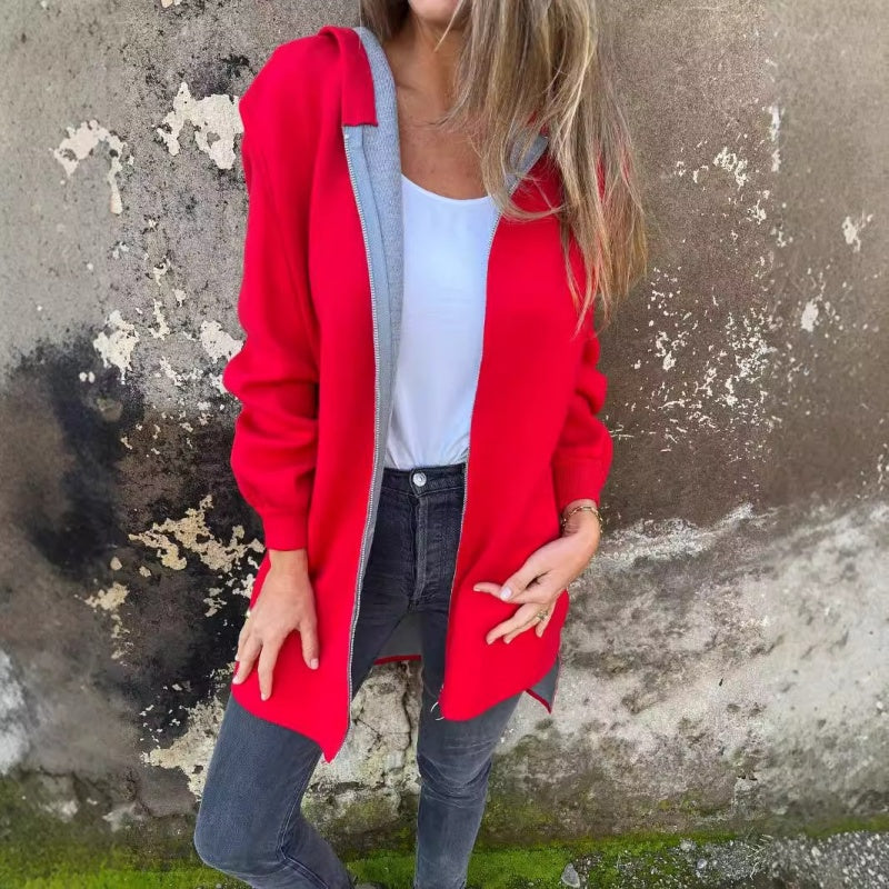 Anne™ | Damenmantel mit Kapuze und Taschen - Women\'s Tops - Red / S