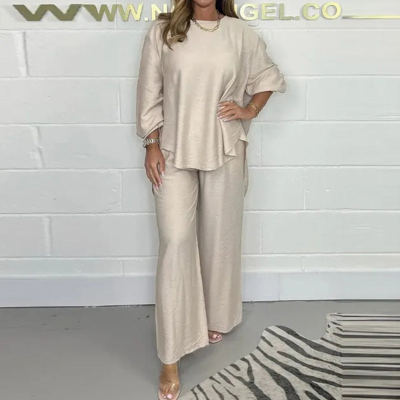 Greicy | Set aus fließendem Oberteil und weit geschnittener Hose