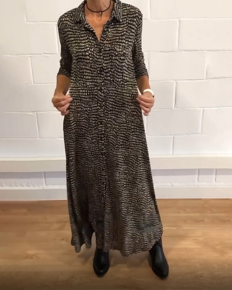 Ylora | Einzigartiges Druck Maxi Shirt Kleid