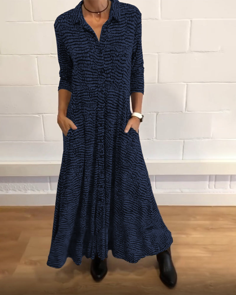Ylora | Einzigartiges Druck Maxi Shirt Kleid