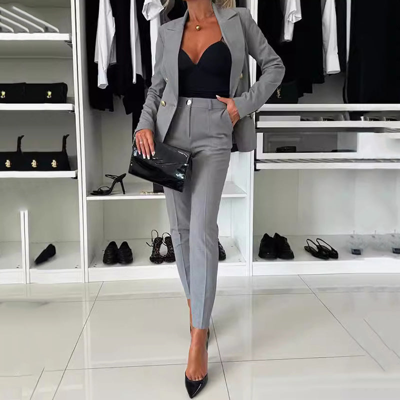 Margo | Crossover-Blazer & Skinny-Hosen Set
