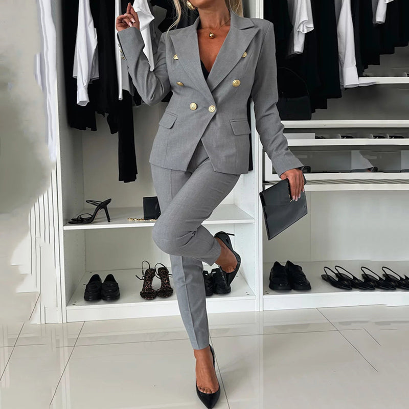 Margo | Crossover-Blazer & Skinny-Hosen Set
