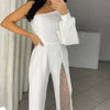 Xyriel | One-Shoulder Glitzer-Jumpsuit mit Mesh