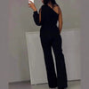 Xyriel | One-Shoulder Glitzer-Jumpsuit mit Mesh