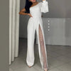 Xyriel | One-Shoulder Glitzer-Jumpsuit mit Mesh