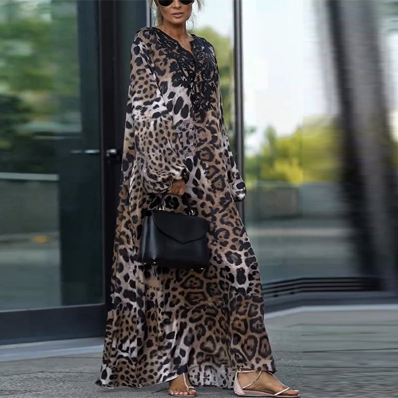 Cloe | Lässiges langärmeliges Kleid im stylischen Leopardenprint