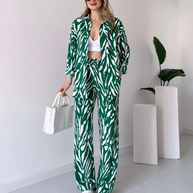Evangeline | Stylisches Hemd- und Hosenset im Zebradruck
