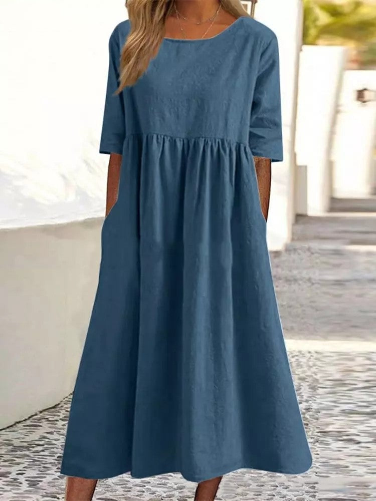 Eliana | Luftiges Baumwollkleid mit Tasche