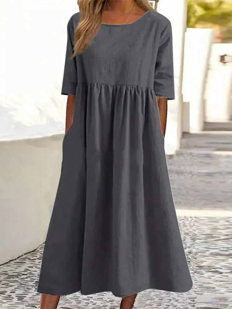 Eliana | Luftiges Baumwollkleid mit Tasche