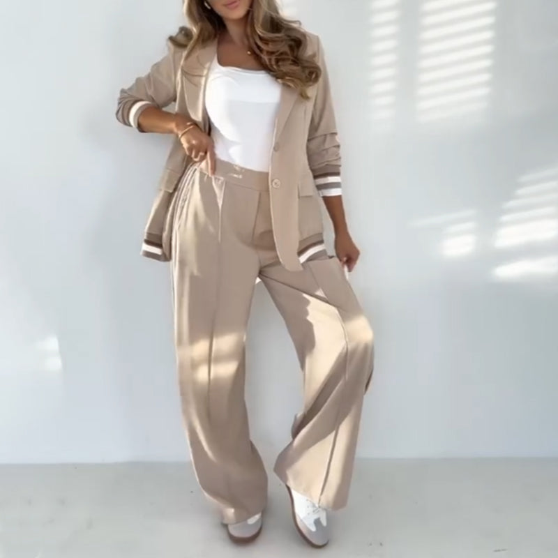 Paulie | Set aus Blazer und fließender Hose mit gestreiften Details
