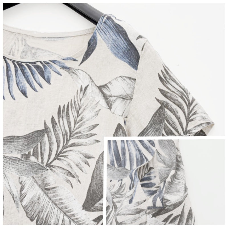 Teres | Rundhalskleid mit botanischem Print